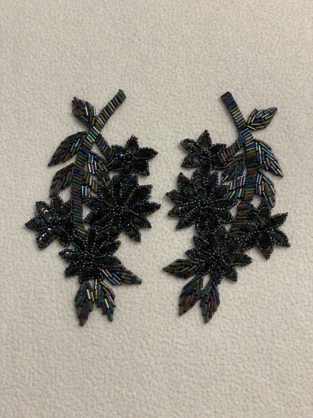 Appliques, Black Beaded Mirror Pair, Clothing Patch